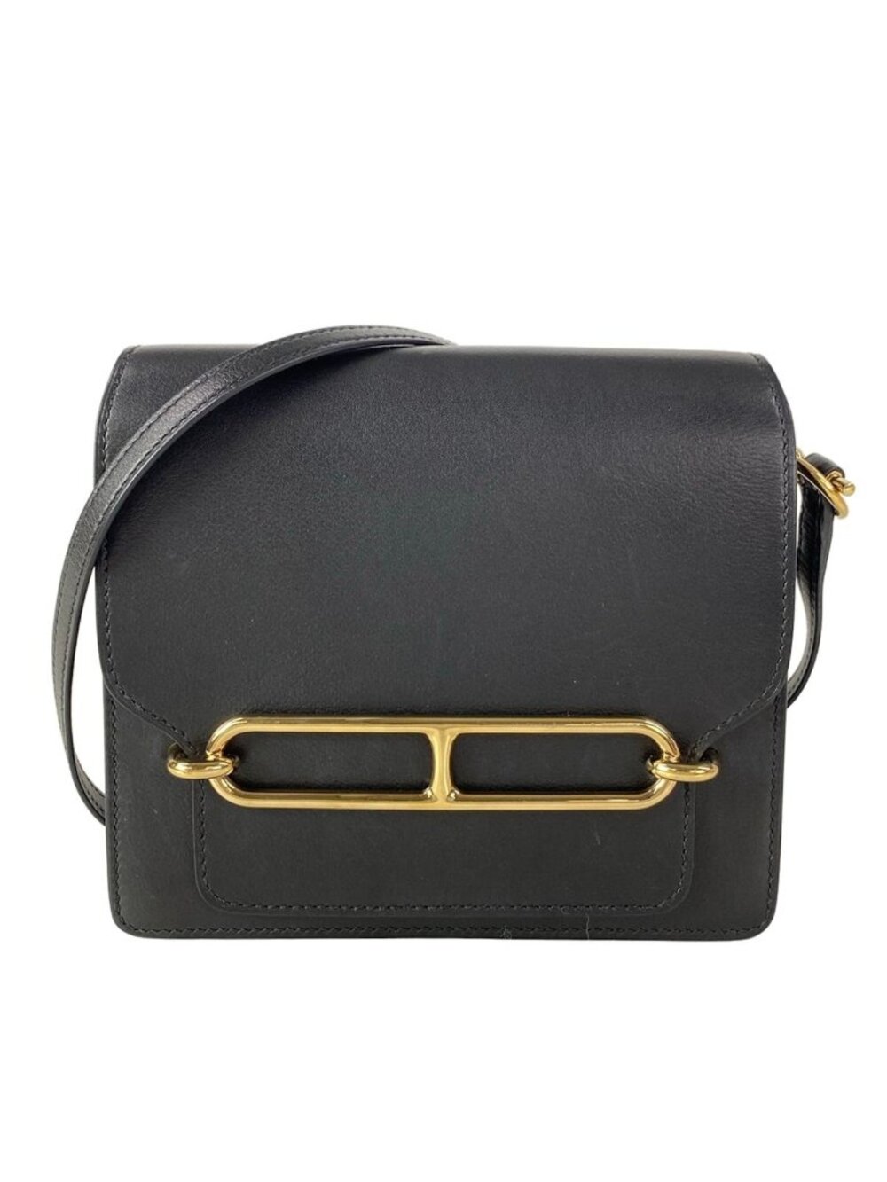 Hermes Shoulder Bag Sac Roulis Miniroulis Black Gold